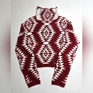 No Boundaries Junior XL (15/17) Redand White Geometric Pattern Sweater Fall